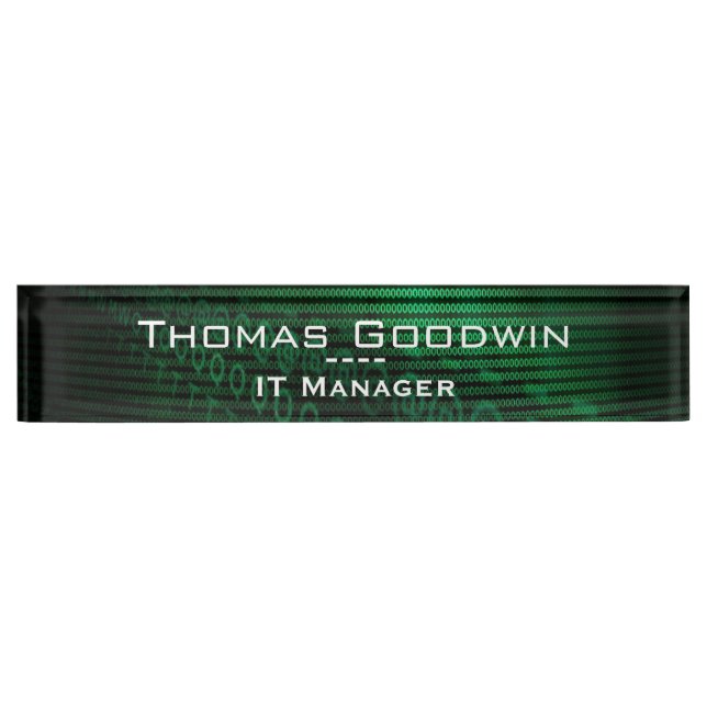 Computer Binary Code Data Networking IT Manager Nameplate (Front)