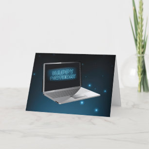 Computer Birthday Technology, Night Sky with Stars Card