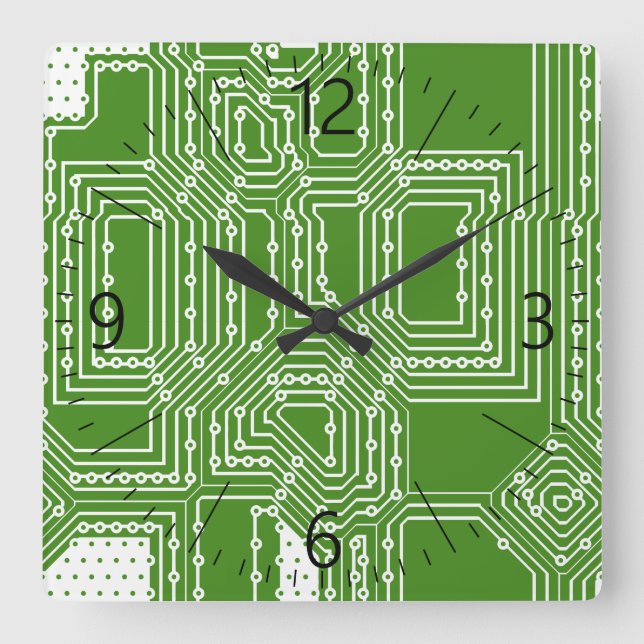 Computer board pattern square wall clock (Front)