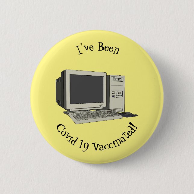 Computer cartoon illustration 2 inch round button (Front)