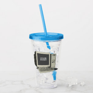 Computer cartoon illustration acrylic tumbler