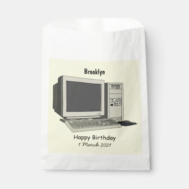 Computer cartoon illustration favour bag (Front)