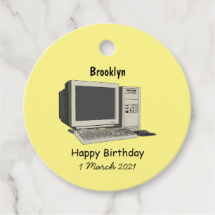 Computer cartoon illustration favour tags