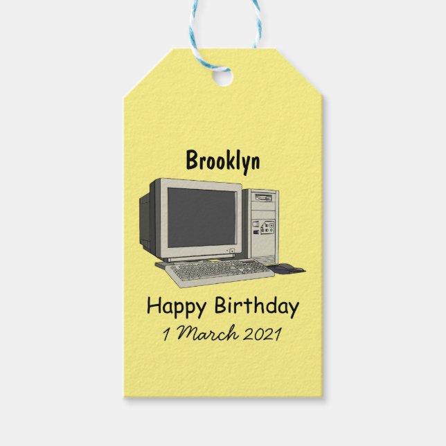 Computer cartoon illustration gift tags (Front)