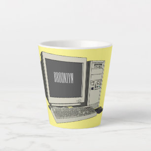 Computer cartoon illustration  latte mug