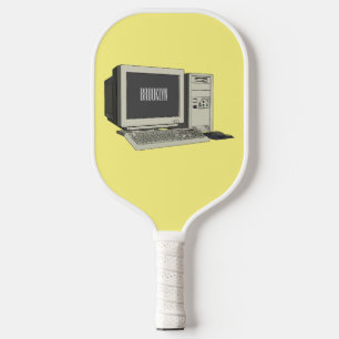 Computer cartoon illustration  pickleball paddle