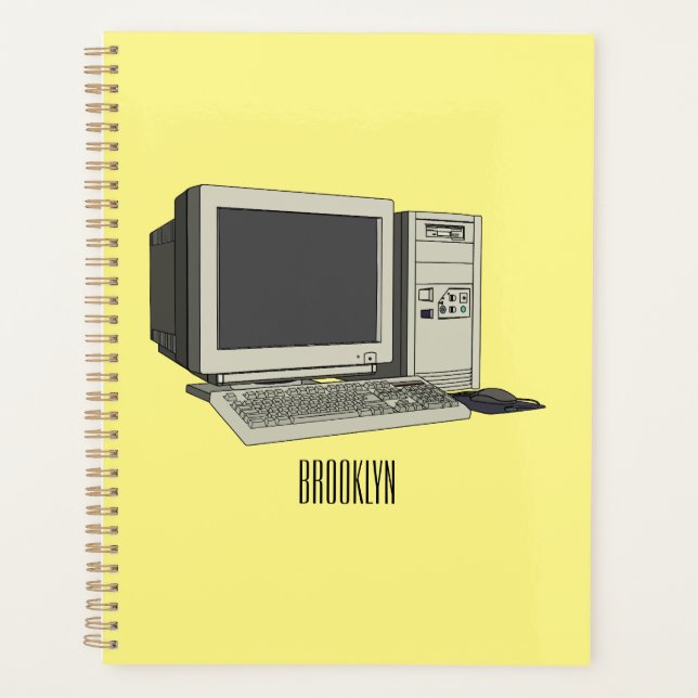 Computer cartoon illustration  planner (Front)