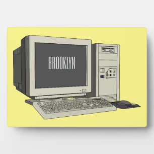 Computer cartoon illustration  plaque