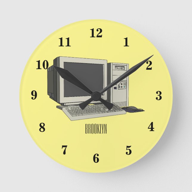 Computer cartoon illustration round clock (Front)