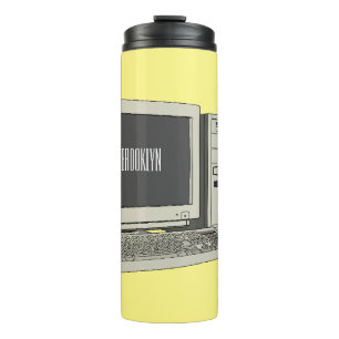 Computer cartoon illustration  thermal tumbler