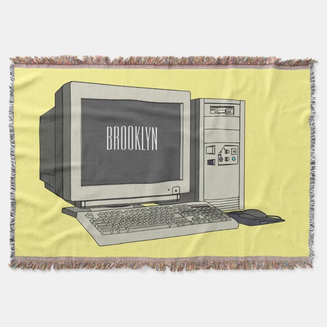 Computer cartoon illustration  throw blanket (Front)