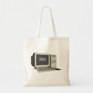 Computer cartoon illustration tote bag