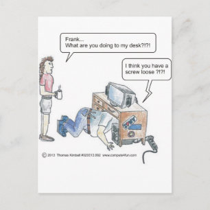 Computer Cartoon-Screw Loose Postcard