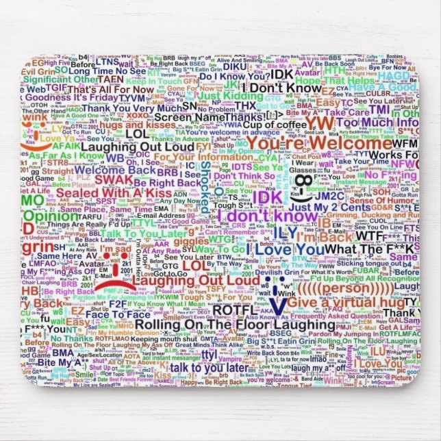 Computer Chat Word Art Mouse Pad (Front)