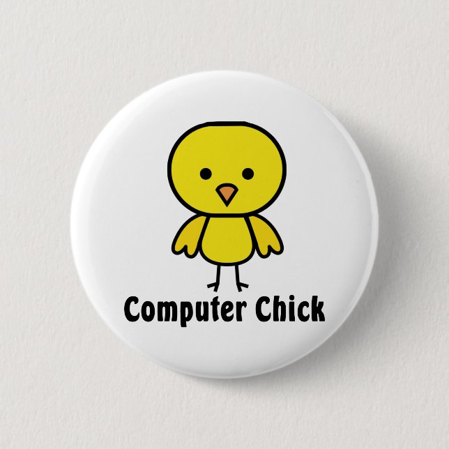 Computer Chick 2 Inch Round Button (Front)