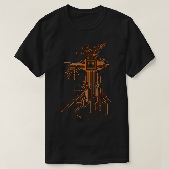Computer Chip Orange  T-Shirt (Design Front)