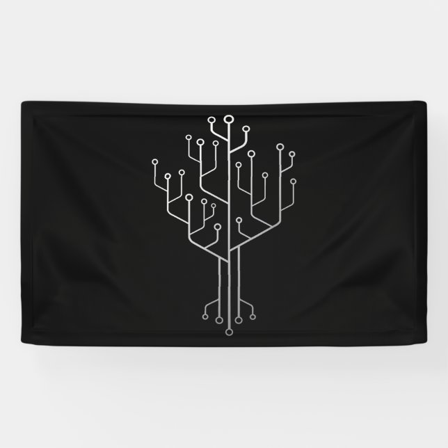 Computer Chip Tree Programmer Coder Engineer Tech Banner (Horizontal)