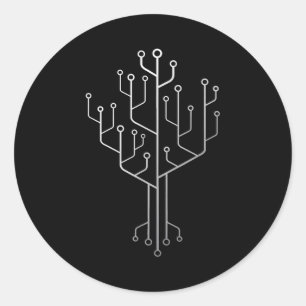 Computer Chip Tree Programmer Coder Engineer Tech Classic Round Sticker