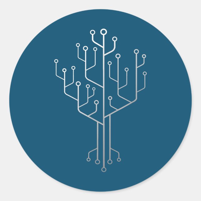 Computer Chip Tree Programmer Coder Engineer Tech Classic Round Sticker (Front)