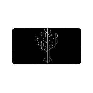 Computer Chip Tree Programmer Coder Engineer Tech Label
