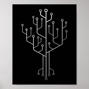 Computer Chip Tree Programmer Coder Engineer Tech Poster