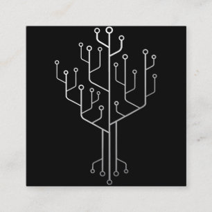 Computer Chip Tree Programmer Coder Engineer Tech Square Business Card
