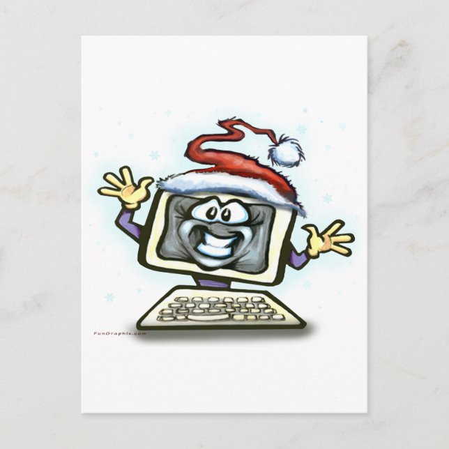 Computer Christmas Holiday Postcard (Front)