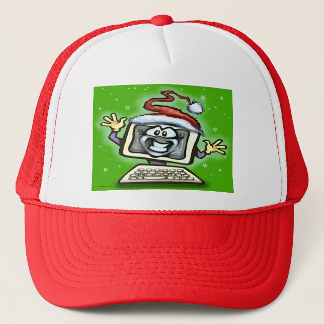 Computer Christmas Trucker Hat (Front)