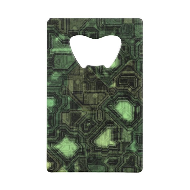 Computer circuit background credit card bottle opener (Front)
