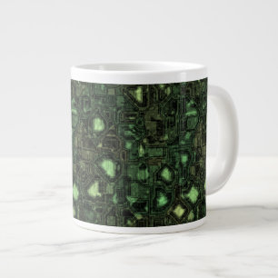 Computer circuit background large coffee mug