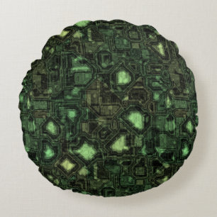 Computer circuit background round pillow