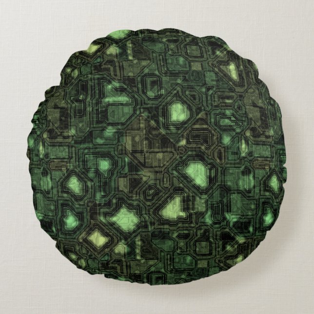 Computer circuit background round pillow (Front)