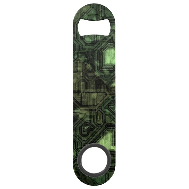 Computer circuit background speed bottle opener (Front)