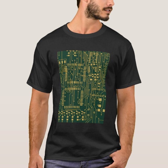 Computer Circuit Board Electronics Tech T-Shirt (Front)