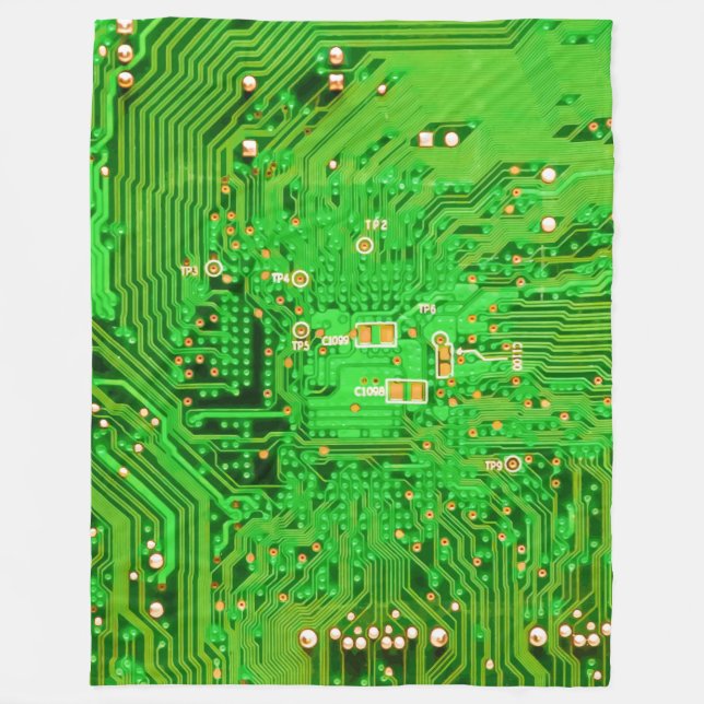 Computer Circuit Board Fleece Blanket (Front)