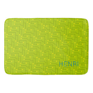 Computer Circuit Board Kids NAME Modern Colourful Bath Mat