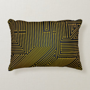 Computer circuit board pattern accent pillow