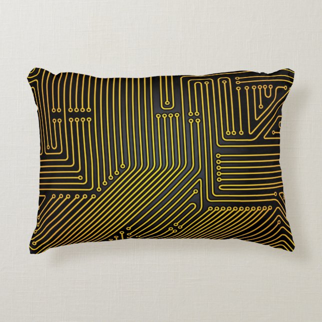 Computer circuit board pattern accent pillow (Front)