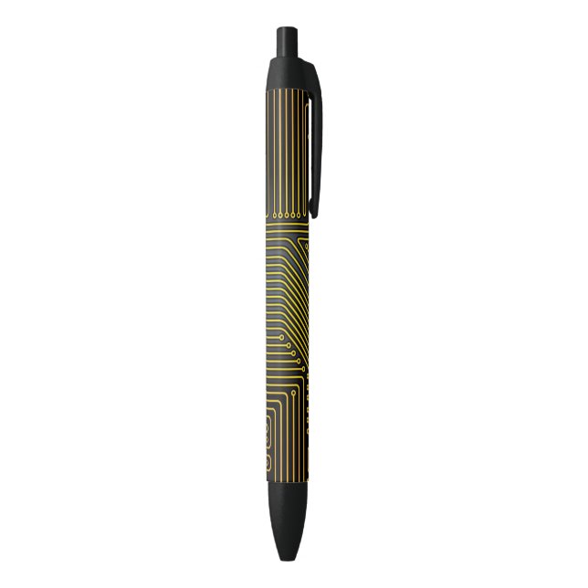 Computer circuit board pattern black ink pen (Bottom (Vertical))