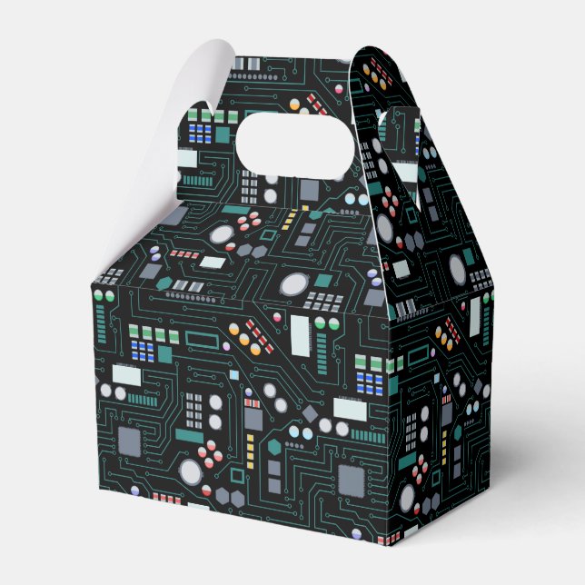 Computer Circuit Board Pattern  Favor Box (Front Side)