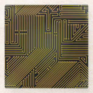 Computer circuit board pattern glass coaster