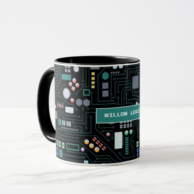 Computer Circuit Board Pattern Mug (Front Left)