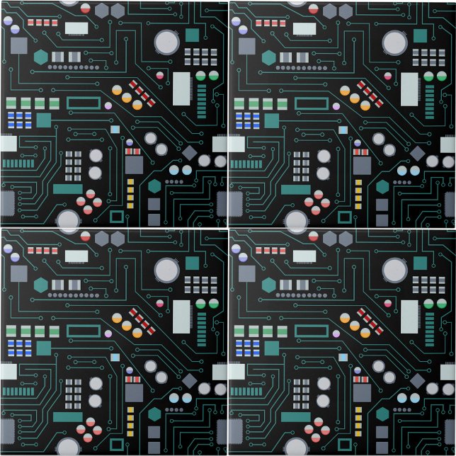 Computer Circuit Board Pattern Office Decor Tile (Computer Circuit Board Pattern Office Decor Ceramic Tile)