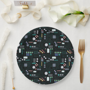Computer Circuit Board Pattern  Paper Plate