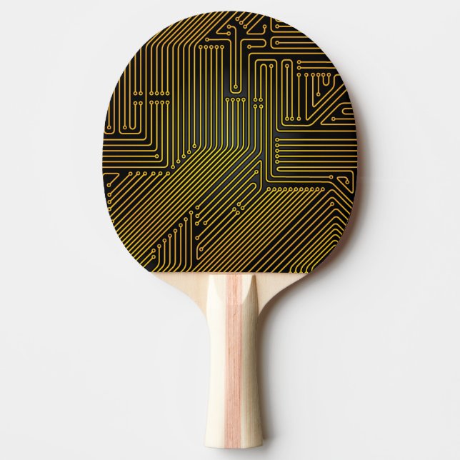 Computer circuit board pattern ping pong paddle (Front)