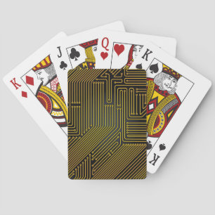 Computer circuit board pattern playing cards