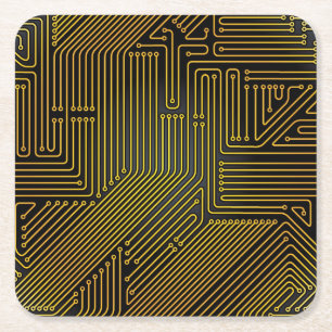 Computer circuit board pattern square paper coaster