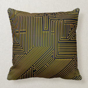Computer circuit board pattern throw pillow