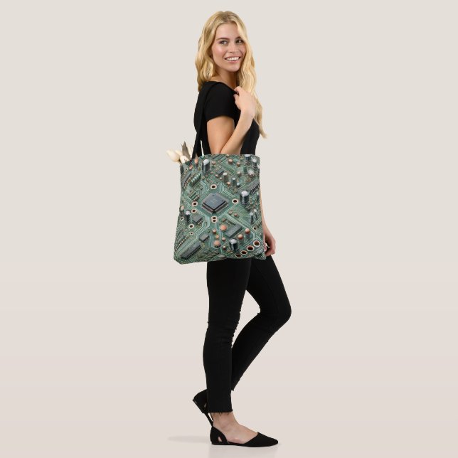 Computer Circuit Board Tote Bag (On Model)