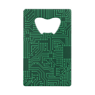 Computer circuit board wallet bottle opener